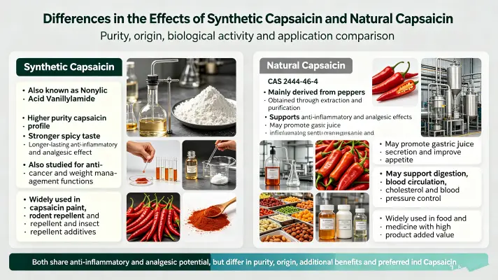 Differences in the effects of synthetic capsaicin and natural capsaicin